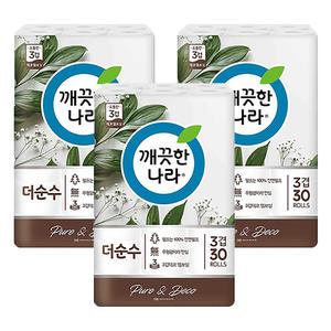 깨끗한나라 더 순수 3겹 25m 30롤 X 3팩 화장지 휴지