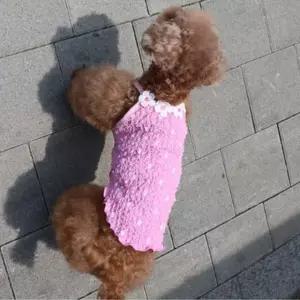 고품질 강아지 팝업 꽃무늬 끈나시티 핑크 2XL 1P 티셔츠 애견여름옷 (WFHZYA7)