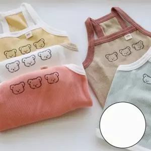 고품질 강아지 곰세마리 나시티 아이보리 2XL 1P 여름 티셔츠 (WFHZYC2)