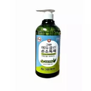 그린제약 에듀클린 손소독제 500ml ,1개 /살균소독 감염예방관리 에탄올 페퍼민트향