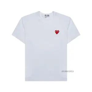 [꼼데가르송] SS25 공용 하트 와펜 티셔츠 AX T108 051 WHITE