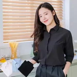 여성 7부 셔츠 블라우스 스판 유니폼 매장 근무복 식당 단체복 빅사이즈 자수가능