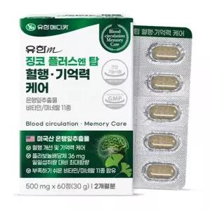 유한메디카 징코플러스 앤 탑 은행잎 추출물 500mg 60정