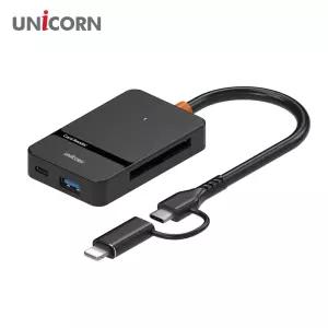 [유니콘] USB 6in1 통합멀티카드리더기 USB3.2 Gen1 Type-C8핀 듀얼컨넥터 XC-7000M