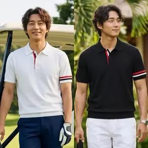 마스터베어 쿨링홀 니트 반팔셔츠 남자 여름 골프티