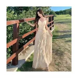 여자 코디 민소매 원피스 가을 드레스 자수 프린트 나시 롱스커트 SPO마켓3