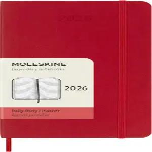 몰스킨 클래식 2026년 12개월 데일리 플래너 소프트 커버 포켓(3.5인치 x 5.5인치) 스칼렛 레드 400페이지