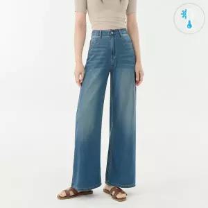 [진마니아] 여자 여름 쿨터치 초경량 와이드 데님 팬츠 (옐로우틴)