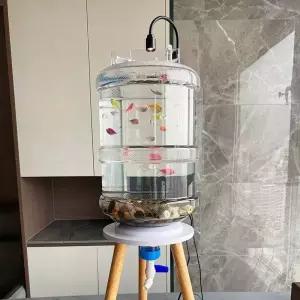 정수기 어항 물통 목색 간편 수조 15L 카페 물통모양