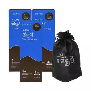 씨드비 프리미엄 물염색 시즌2 새치 커버 다크 브라운 4회분x3박스+염색도구