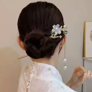 큐빅 진주 비녀 한복 뒤꽂이 머리장식 LM-1004190 비녀 뒤꽂이 한복머리장식