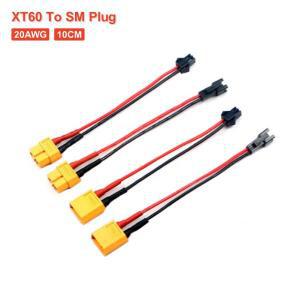 SM 커넥터 충전 어댑터 케이블 XT60 수 암 플러그 20AWG 10cm 실리콘 와이어 RC 모델 비행기 자동차 배터리