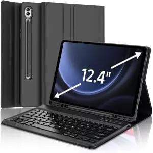 삼성 갤럭시 탭 S9 플러스 12.4 /S9 FE 5G S10 블루투스 무선 키보드 S 펜 홀더가 있는 스마트 폴리오