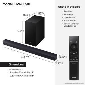 삼성 시리즈 사운드바 HW B550F 1CH DTS 가상 사운드바 서브우퍼 2025 모델 음성 향상 모드 베이스 부스트 어댑티브 사운드