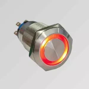 5핀 푸쉬 락 방수 메탈 스위치 (HAS6820) 빨간색 링LAMP 19mm ON-ON 220V
