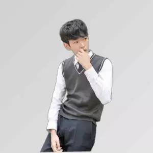 교복몰 보풀방지 그레이 화이트라인 롱교복조끼(남자)