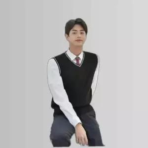 교복몰 보풀방지 블랙 화이트라인 교복조끼(남자)