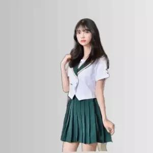 교복몰 골드라인 그린 일본여고생 세라복 세트 반팔