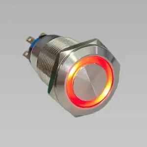 5핀 푸쉬락 방수 메탈 스위치 ON-ON 링LED 19mm 12V 빨간색 (HAS3817)