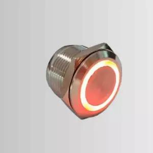 5핀 푸쉬락 방수 메탈 스위치 빨간색 19mm 링 LED ON-OFF 12V (HAS5519)