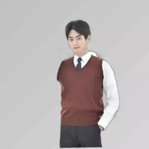 교복몰 보풀방지 와인 네이비라인 교복조끼(남자)