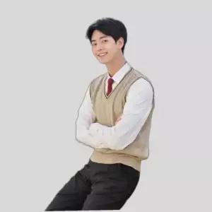 교복몰 보풀방지 베이지 블랙라인 교복조끼(남자)