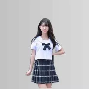 교복몰 인디고 마린 체크 일본여고생 세라복 (반팔)