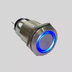 5핀 푸쉬락 방수 메탈 스위치 ON-ON 19mm (HAS2312) 블루 링LED 12V