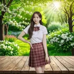 학생복 교복치마 SET 딥레드 여자교복 리본타이 스커