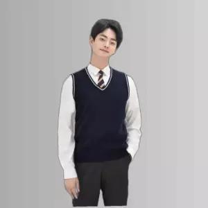 교복몰 (빅사이즈)네이비 화이트라인 교복조끼(남자)