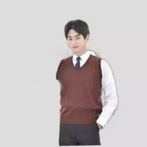지앤제이 보풀방지 와인 네이비라인 교복조끼(남자)
