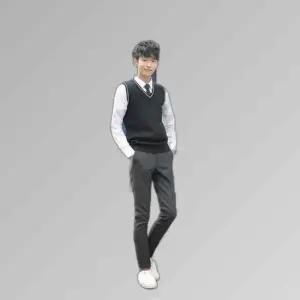 교복몰 보풀방지 블랙 화이트라인 롱 교복조끼(남자)