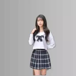 교복몰 인디고 마린 체크 일본여고생 세라복 (긴팔)