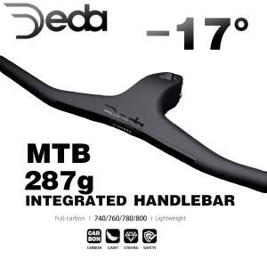 DEDA 카본 파이버 일체형 MTB 핸들바 -17 ° 라이즈 28.6mm 스티어러 클램프 740mm 폭