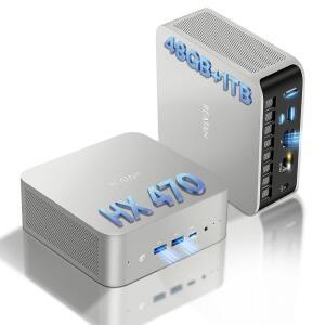 Reatan 미니 데스크톱 게이밍 PC, Radeon TM 890M 5600MHz AMD AI 9 HX 470 최대 5 2GHz 48GB DDR5 1TB M 2 2230 2 5Gbps LAN, HDMI 2 1, 8K USB 4 0 Wi-Fi 7 / BT5 4 이더넷 HTPC 비즈니스, 교육, 가정용