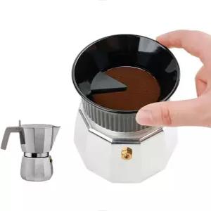 watchget 모카포트 계량 깔때기 60mm 에스프레소 커피 링 6컵 플라스틱 분말 받이 및 분배 도구 블랙