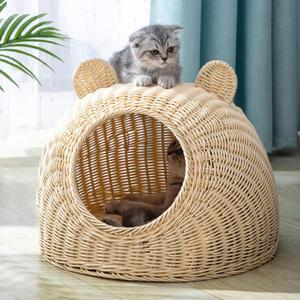 강아지집 관리 편한 라탄하우스 숨숨집 공용 사계절 개집 세탁가능 고양이 여름