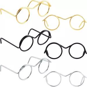 OIIIKI 6pcs 미니 금속 인형 안경 제작용 작은 원형 개 고양이 장식 용품 DIY 프로젝트 의상 코스프레 -