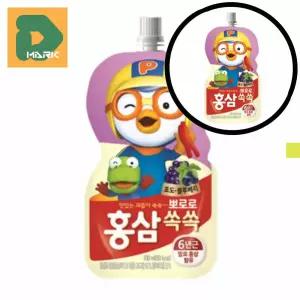 아이용 뽀로로홍삼 20p 휴대용 파우치형 주스 음료 간식용 어린이음료 건강 어린이용 캐릭터 포도맛 100ml
