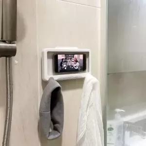 ( )욕실핸드폰거치대 회전형 방수 거치대 화이트 화장실 수납