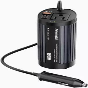 150W 자동차 파워 인버터 컵 홀더 AC 콘센트 1개와 USB-QC 1개가 있는 12V DC-110V 전원 변환기 노트북