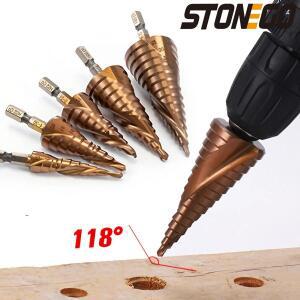 STONEGO HSS M35 코발트 스텝 드릴 비트 CO 고속 강스틸 콘 육각 섕크 4-12mm4-20mm5-21mm5-27mm4-32mm