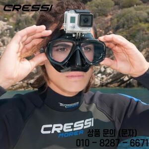 Cressi ACTION Scuba Diving Mask With Go Pro Camera Mount Tempered Glass 2 Window Low Volume Snorkeli
