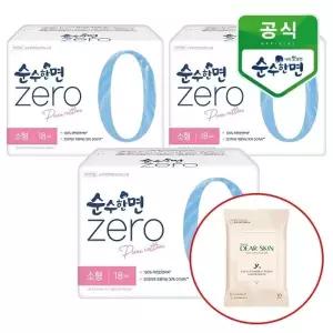 [깨끗한나라] 순수한면 제로zero 소형 18개입x3팩+디어스킨 여성청결 티슈 10매_25307217