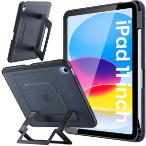 iPad A16 케이스용 WSKEN - iPad 11세대/10세대 케이스 (2025/2022), 5 in 1 멀티 조절 킥스탠드 커버, 펜슬 홀더가 있는 초안정 커버, iPad 11인치 케이스용 충격 방지 디자인, 블랙
