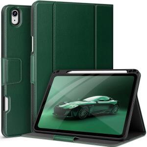 iPad Air 11인치 M4 / M3 / M2 (2026 /2025 /2024), iPad Air 5세대 /4세대 (2022 /2020)용 aaua 케이스, 펜슬 홀더와 포켓, 타이핑 앵글 뮤티 스탠드 마그네틱 클로저 자동 슬립 /웨이크 (녹색)