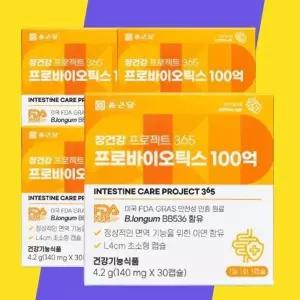 [(주)종근당건강] 종근당 장건강프로젝트365 프로바이오틱스 100억유산균 30캡슐 4박스 4개월분