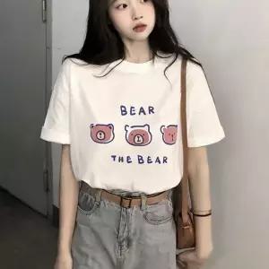 베어 반소매 흰티 반팔티 티셔츠 키치 반팔 곰돌이티셔츠 여자 귀여운반팔