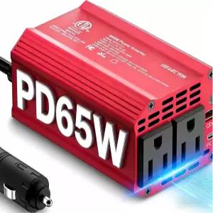 300W 파워 인버터 USB-C PD65W 및 USB-A QC18W 고속 충전 포트와 휴대폰용 듀얼 AC 콘센트 차량용