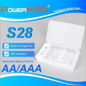 건전지케이스 POWERKAN S28 LED 전압 테스터 AA 30개 20개 충전지용 배터리 보관 AAA 보관함